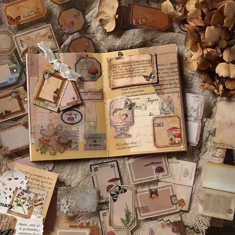 JIANQI 20 個ペットダイカットステッカーブック植物花ラベル装飾手作りスクラップブッキング素材日記アルバムクラフト用品