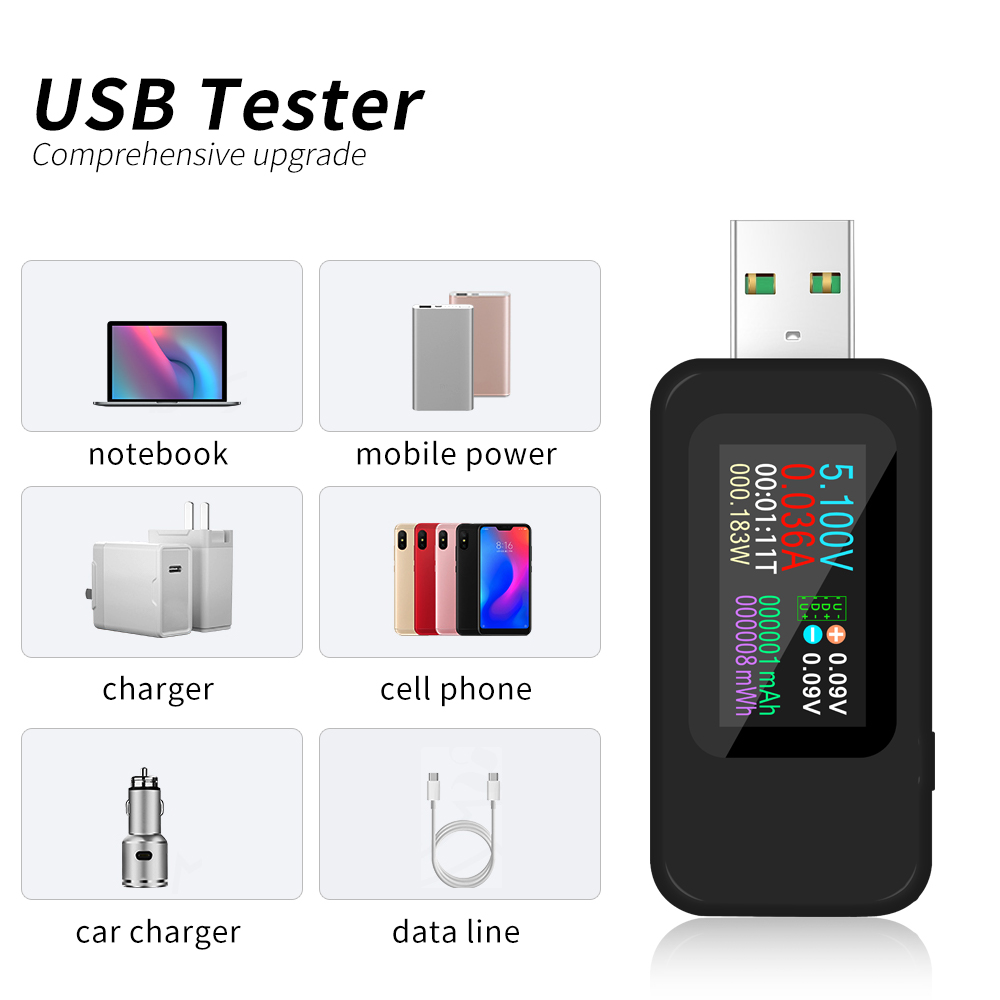 10 in 1 USB テスター HD カラースクリーンテスター KWS-MX18L DC 電圧計 Amperimetro 電圧電流検出器電源充電器インジケーター
