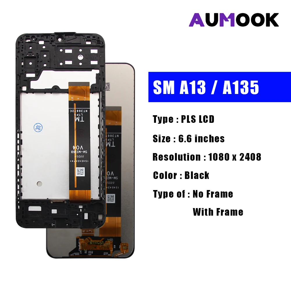 for SAMSUNG A13 AAA+ IPS LCD Display Touch Screen Digiziter Assembly pantalla For Samung A135 With Frame LCD Display