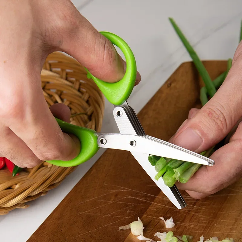 Multifunctionele Rvs 3/5 Layer Keuken Schaar Peper Versnipperd Gehakte Lente-ui Cutter Laver Cut Koken Tool
