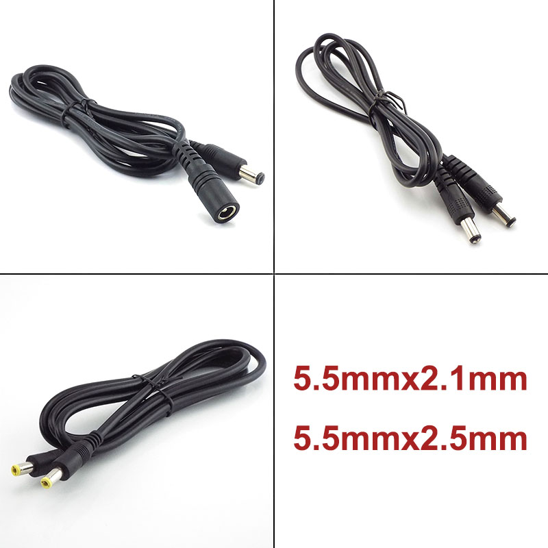Cable de extensión de alimentación de 12V CC, 5,5 MM, 2,1mm, enchufe hembra a macho, 5,5x2,5, Cable adaptador macho a macho para tira de luces de cámara CCTV J17