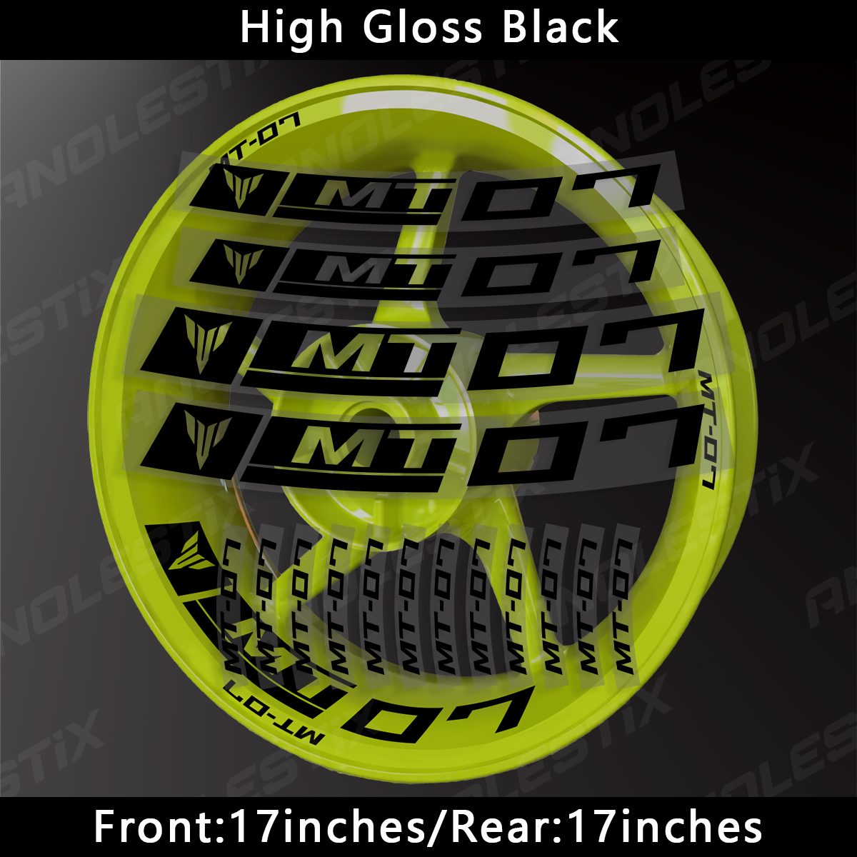 AnoleStix-pegatina reflectante para rueda de motocicleta, calcomanía para cubo, cinta de raya de llanta para YAMAHA MT-07 MT07
