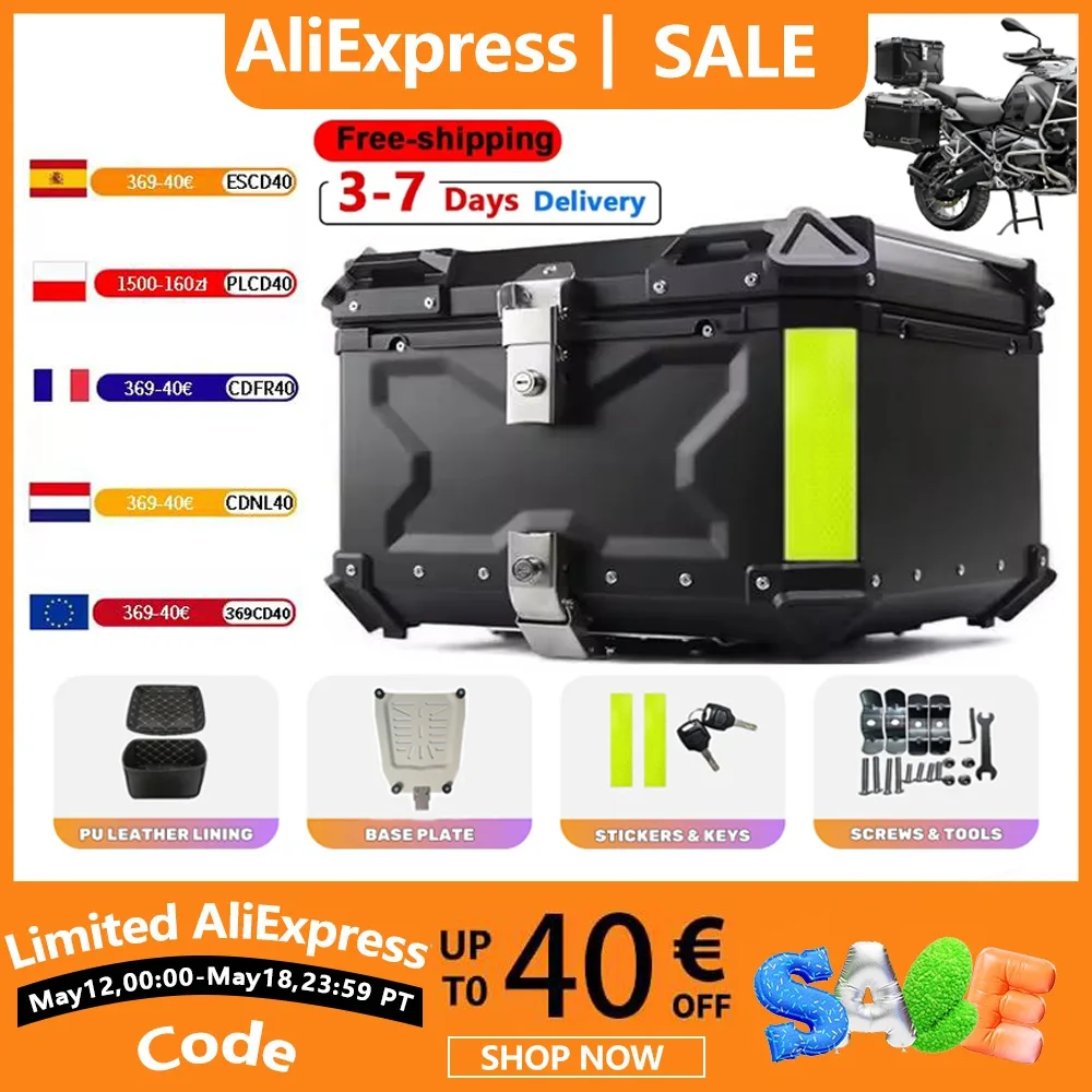 45L,55L Universal Motorrad Top Box Aluminium Schwanz Box Motorrad Stamm Hinten Gepäck Fall Wasserdichte Motorrad Top Case Toolbox