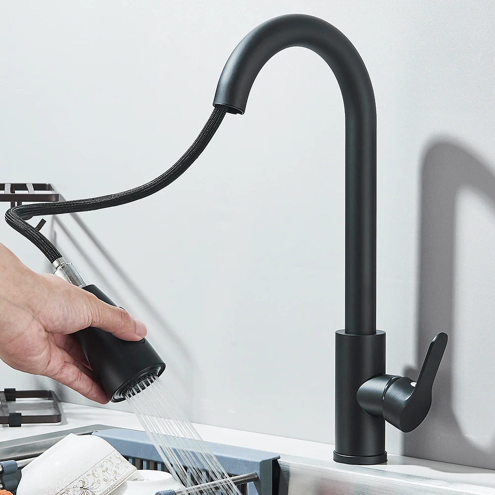 Grifos de fregadero de cocina, grifo de agua extraíble de acero inoxidable para fregadero de cocina, kousen