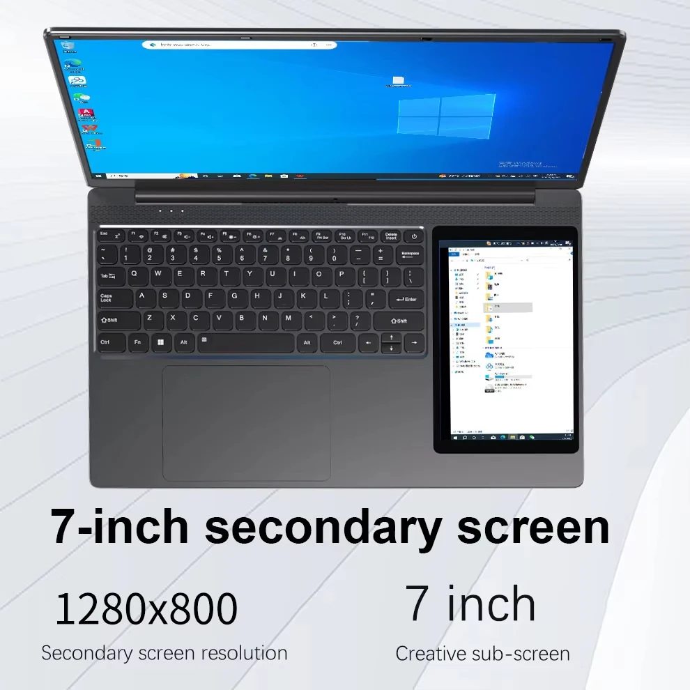 GLF-Y2 Dual Screen Laptop Intel N100 15.6 Inch IPS+7'' Touch Business Computer 16GB+512GB DDR4 M.2 2T SSD Slim Office Laptop