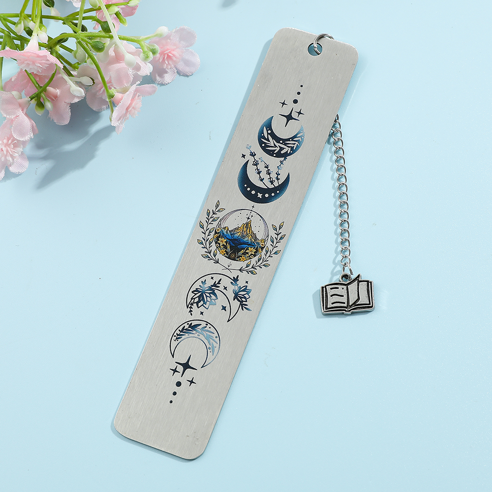 Moon Pattern Personalized Book Mark Stainless Steel Bookmarks Gift for Women Men for Book Loves Stationery Book Accessory
