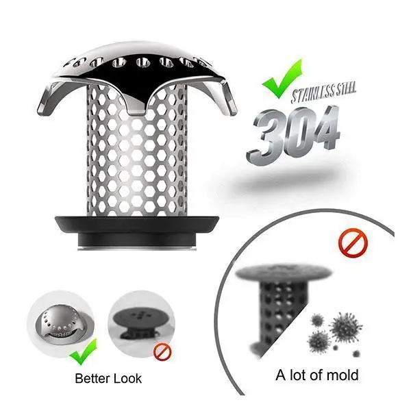 Protector de drenaje de acero inoxidable para bañera, accesorios de baño, tapón para el pelo, colador de silicona duradero, drenaje para fregadero de bañera, pelo de gato