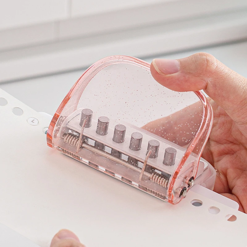 6 hole punch: Desk storage, ideal for binding notebooks and documents, quick positioning of holes, manual binding supplies