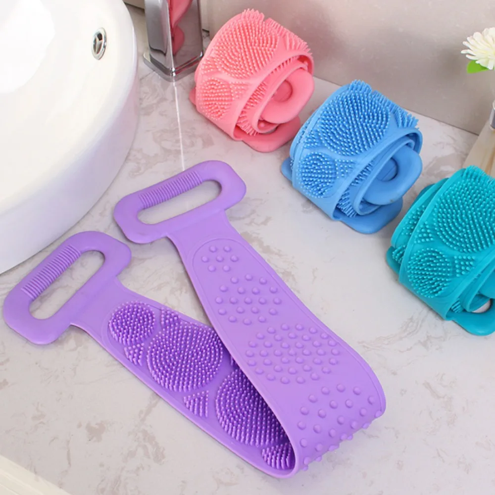 Body Sponge Silicone Back Brushes Bath Towels Scrubber Rubbing Back Peeling Massage Shower Belt Extended Skin Clean Brushes
