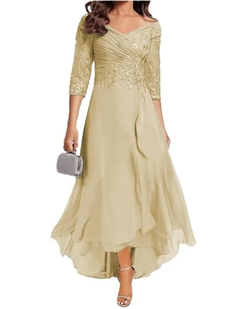 Robes de mère de la mariée pour mariage, robes longues en mousseline de soie, col en V, soirée formelle, lacets dans le dos