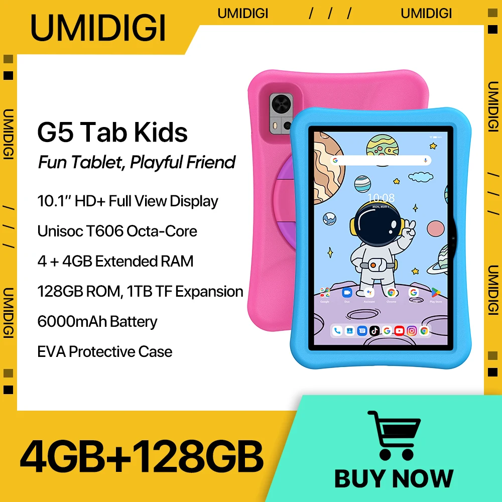 Umidigi g5 tab kinder tablet android 13 10,1 zoll quad core kinder tabletten zum lernen 4 4gb 128gb 6000mah eva schutzhülle