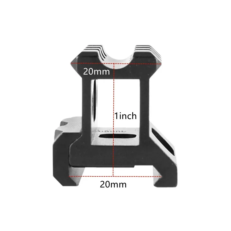 Supporto per riser 1" di altezza Picatinny Supporto per riser corto Supporto per base per riser per cannocchiale in lega di alluminio Binario Picatinny da 20 mm