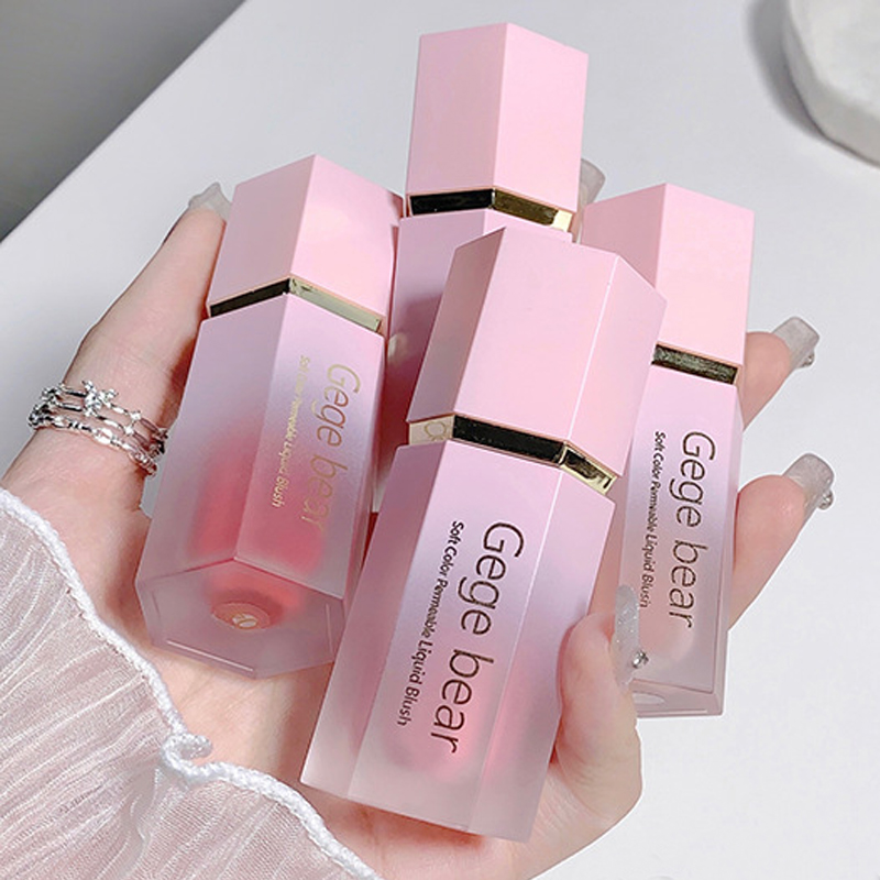 Gege bear blush líquido translúcido de cor macia hidrata claro e transparente branco elevador natural fosco blush para meninas