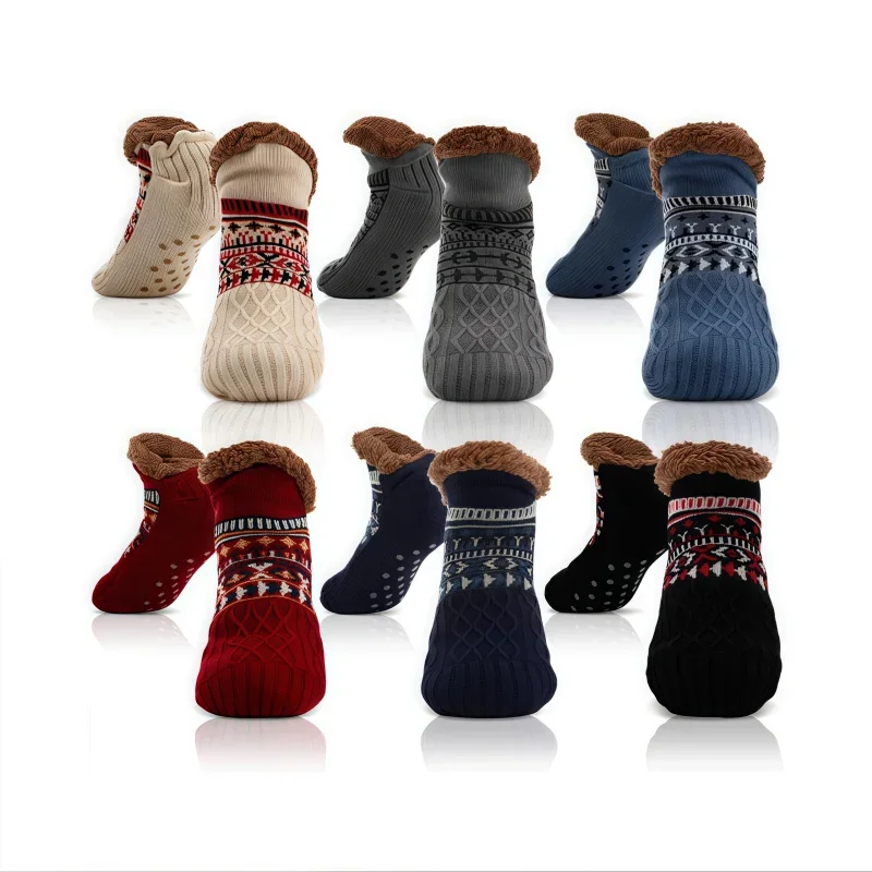 Calcetines cálidos para mujer, calcetines de invierno para el suelo, calcetines súper suaves con pinzas, calcetines de punto antideslizantes para adultos, además de alfombra de lana