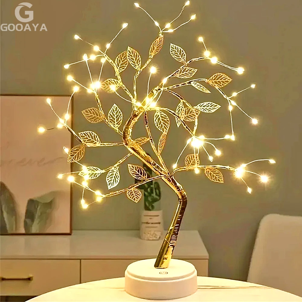 Lámpara LED de mesa con forma de hoja de rosa, luz de hadas USB para árbol de Navidad, luces nocturnas para el hogar, bricolaje, fiesta, boda, dormitorio, decoración, regalo del día de la madre