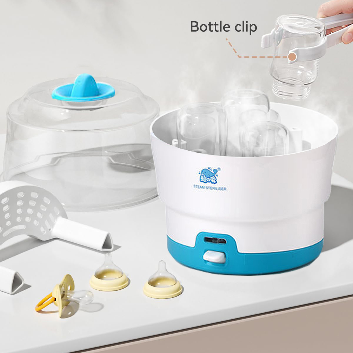 Esterilizador de mamadeira de bebê, Easy One Button Control, Elétrico, Livre de BPA, Esterilizadores para mamadeiras, Chupetas