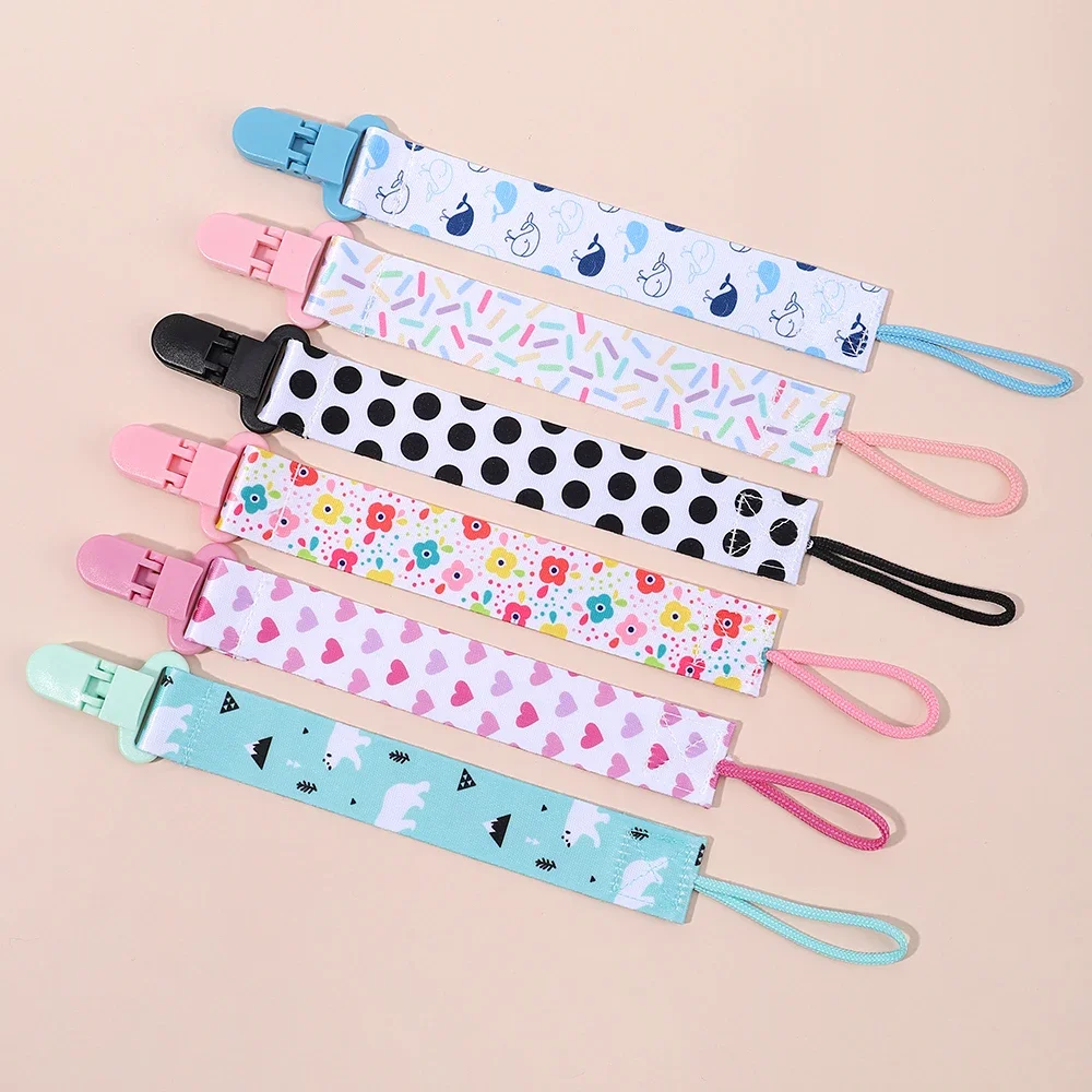 1pcs ปุ่มเด็กการ์ตูน Pacifier คลิปโซ่ริบบิ้นจุกนมหลอกโซ่ Anti-DROP BUCKLE สําหรับ Pacifier เด็กของขวัญ