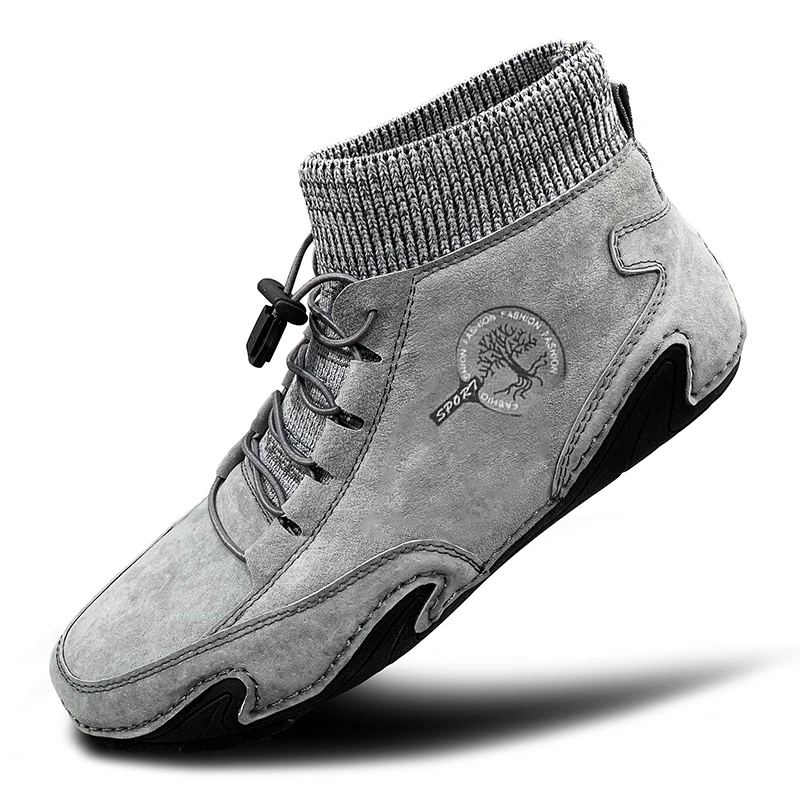 Sepatu bot kulit pria, kasual tahan air 2023 ringan High Top sepatu kets Non Slip sepatu musim dingin pria sepatu berjalan