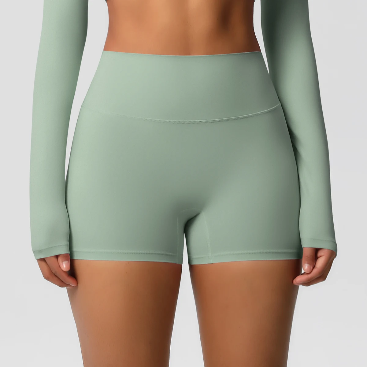 Damen-Sportshorts, Yoga-Shorts, nacktes Gefühl, hohe Taille, Yoga-Shorts, Push-Up, Fitness-Leggings, Bauchkontrolle, Yoga, schmale Shorts