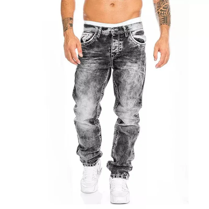 Marcas de Vaqueros para Hombre, Vaqueros rectos elásticos ajustados, Pantalones informales para Hombre, Pantalones vaqueros holgados, negro y azul