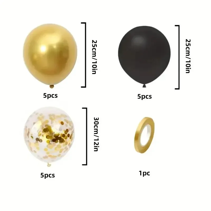 Palloncini con paillettes metallizzate nere da 16 pezzi per la decorazione di palloncini per feste di laurea di nozze di compleanno