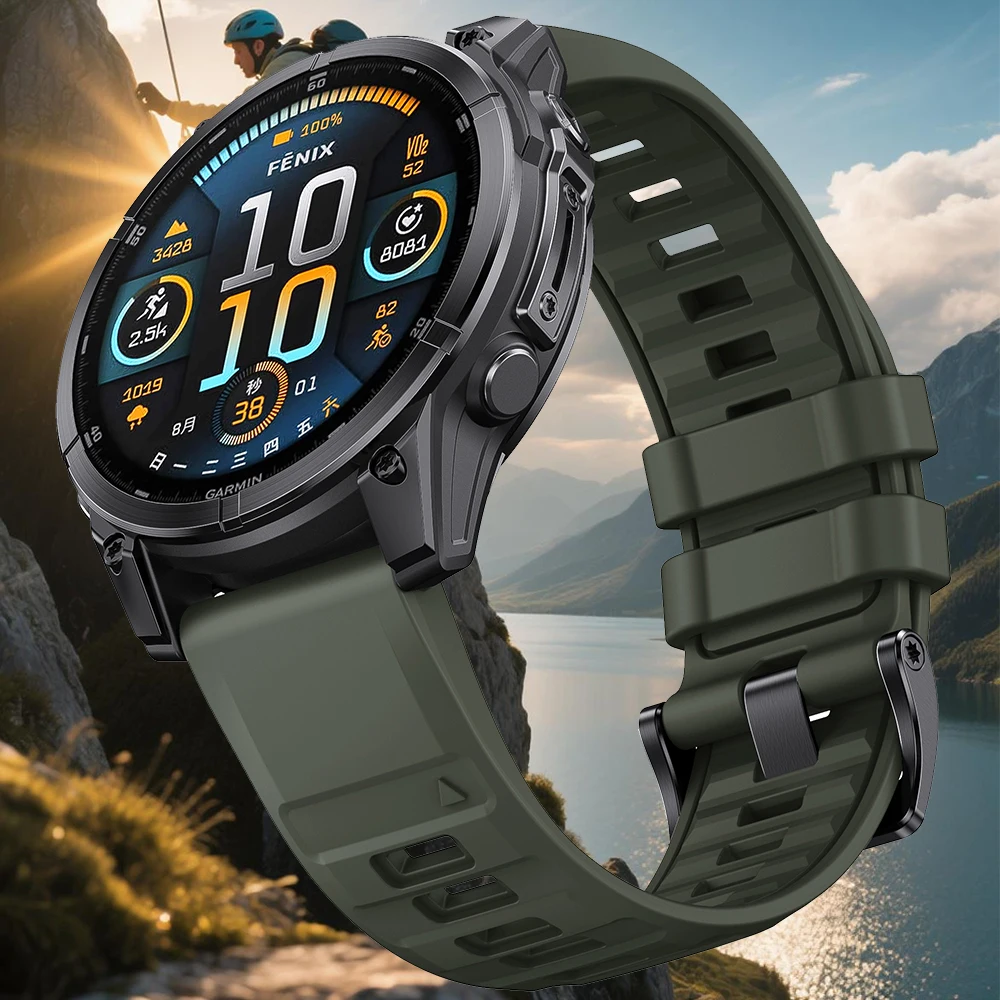 Quick Fit 26 มม.สายนาฬิกาสําหรับ Garmin Fenix 8/E/Epix Pro 51 มม., Fenix 7X Solar 6X 5X, กีฬาซิลิโคนสําหรับ Enduro 3/Instinct 2X