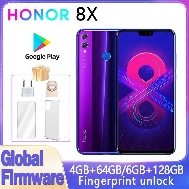 HONOR 8X สมาร์ทโฟน Global เฟิร์มแวร์ CPU Haisi Qilin 710 6.5 นิ้ว 3750mAh กล้องด้านหลัง 20MP Dual SIM ใช้โทรศัพท์