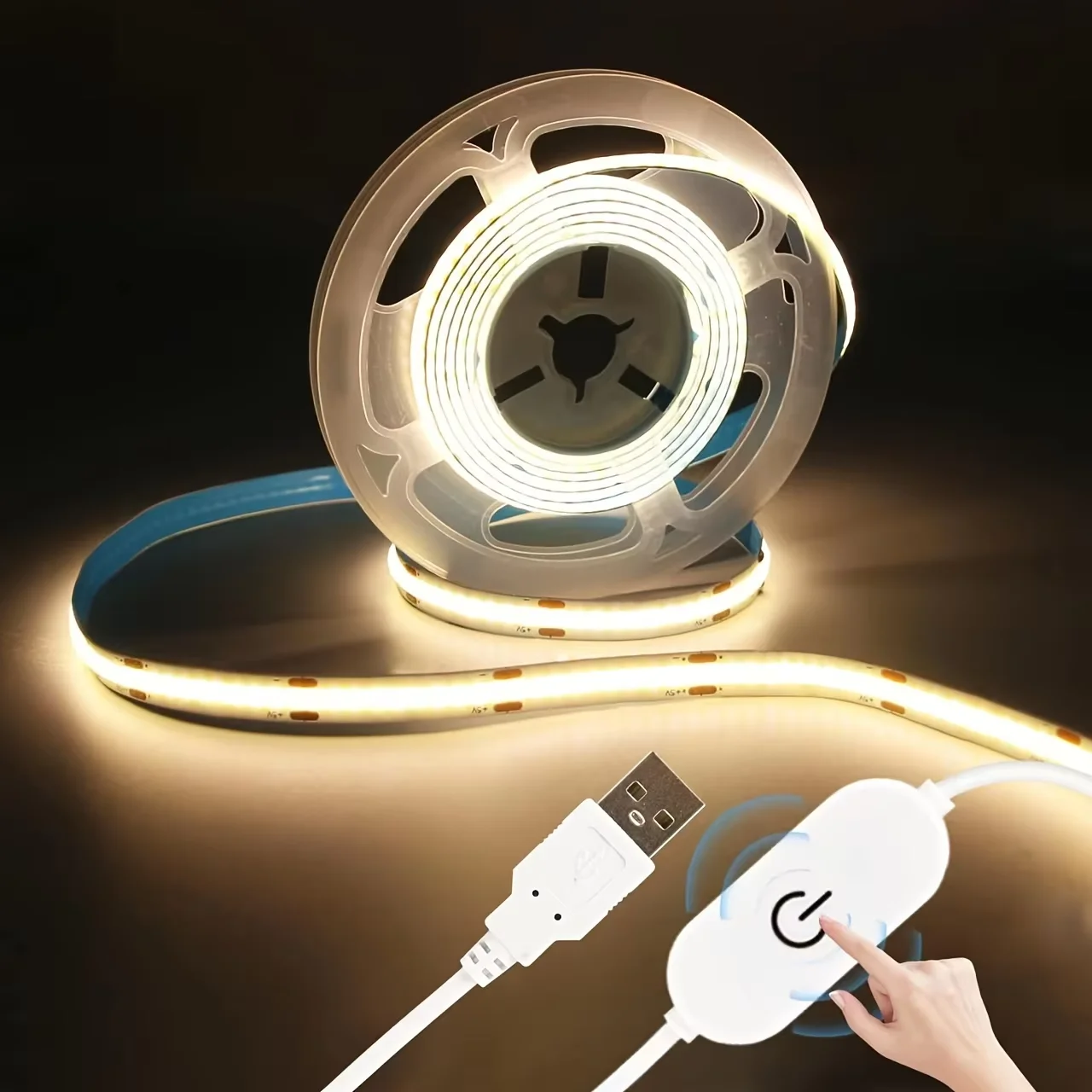 1 m-5 m USB COB LED Strip Licht 5 V 320 LEDs/m DIY TV Spiegel Backlight Flexibele Lint Tape Touch Sensor Dimbare Keuken Kamer Lamp