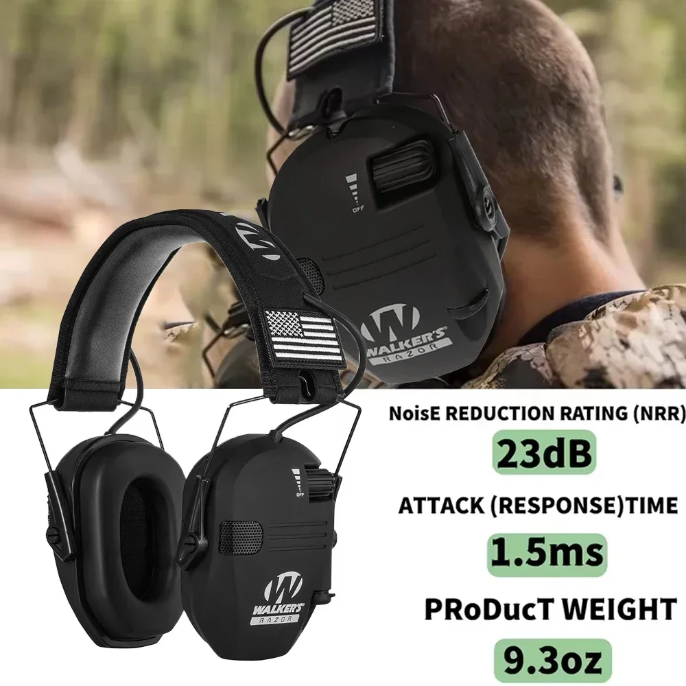 Tactical Active Shooting Earmuff for Slim Ultra Low Profile Compact Design Adjustable Range Shooting Hunting Hearing Protection
