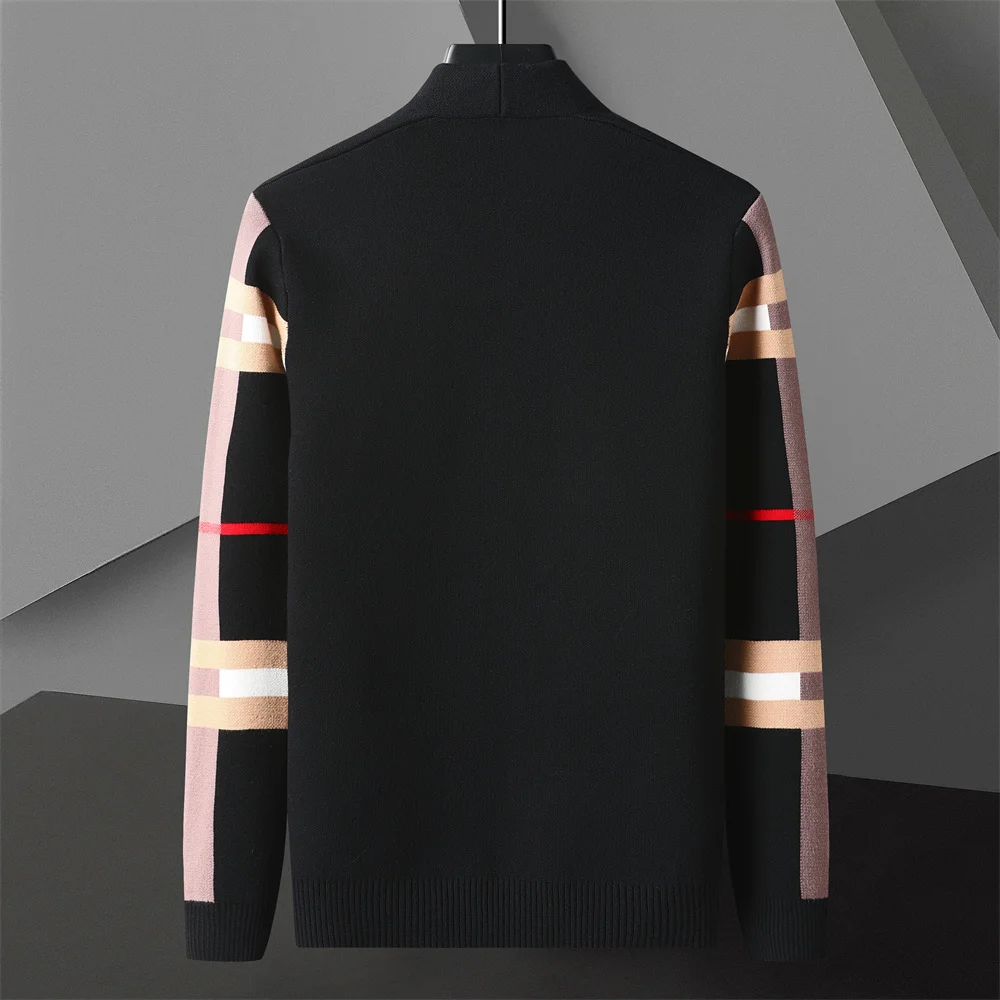 Cárdigan colorido empalmado de estilo británico para hombre, Chaqueta de punto, suéter informal versátil, abrigo, novedad de Otoño de 2023