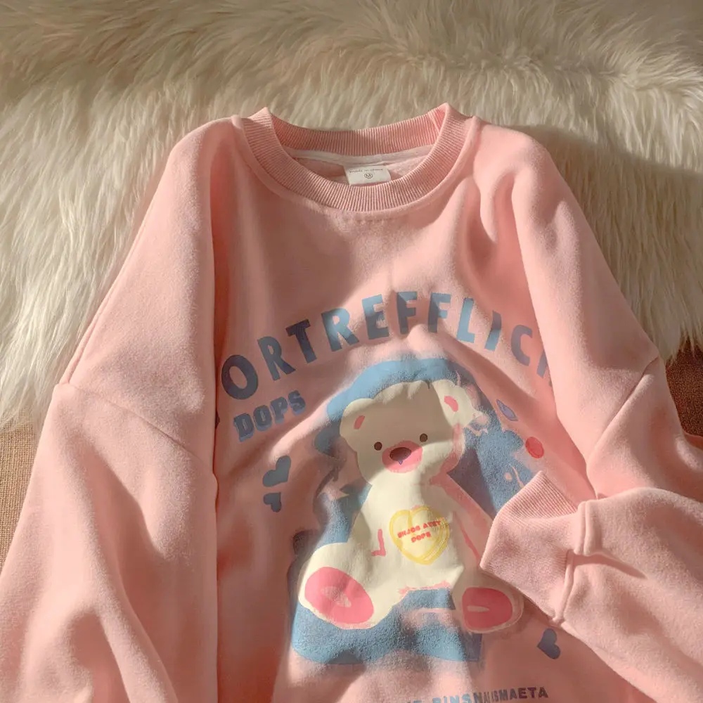 Frauen Plüsch Samt Plus Größe Langarm Sanfte Farbe Pullover Neue Super Feuer Alle-spiel Kleine Frische Stil süße Sweatshirt