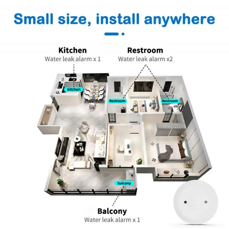 TUYA ZigBee Water Leak Detector Flood Sensor Water Tank Full Water Linkage Alarm Smart Life APP Remote Monitoring Leakage Alarm