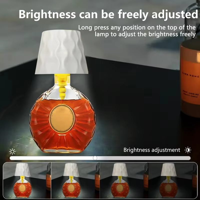 Moderne kabellose Flaschen-Tischlampe, Touch-Steuerung in 3 Farben und stufenlose Dimmung, Nachtlampe für Weinflaschen, Dekor, Schreibtischbeleuchtung