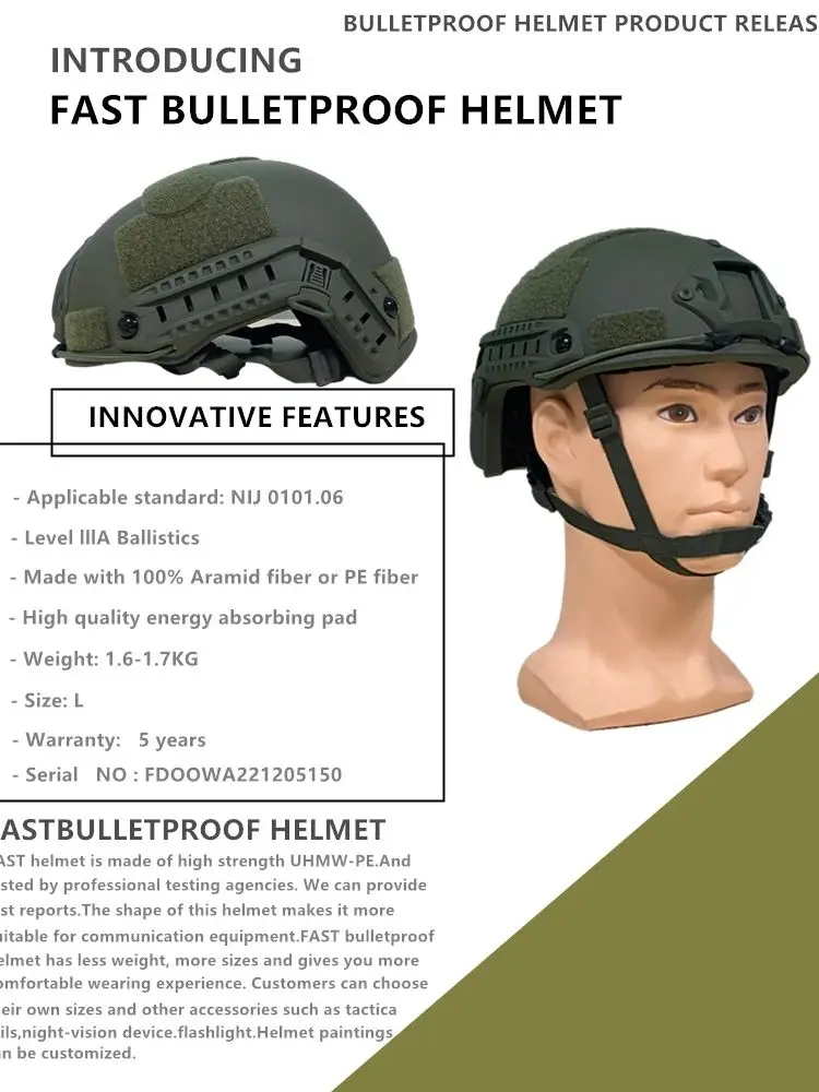 Ballistische ACH Tactische Helm aramidevezel Hoge kwaliteit Ballistische Helm NIJ IIIA SNELLE Wendy's Suspension Pad Ballistische Helm