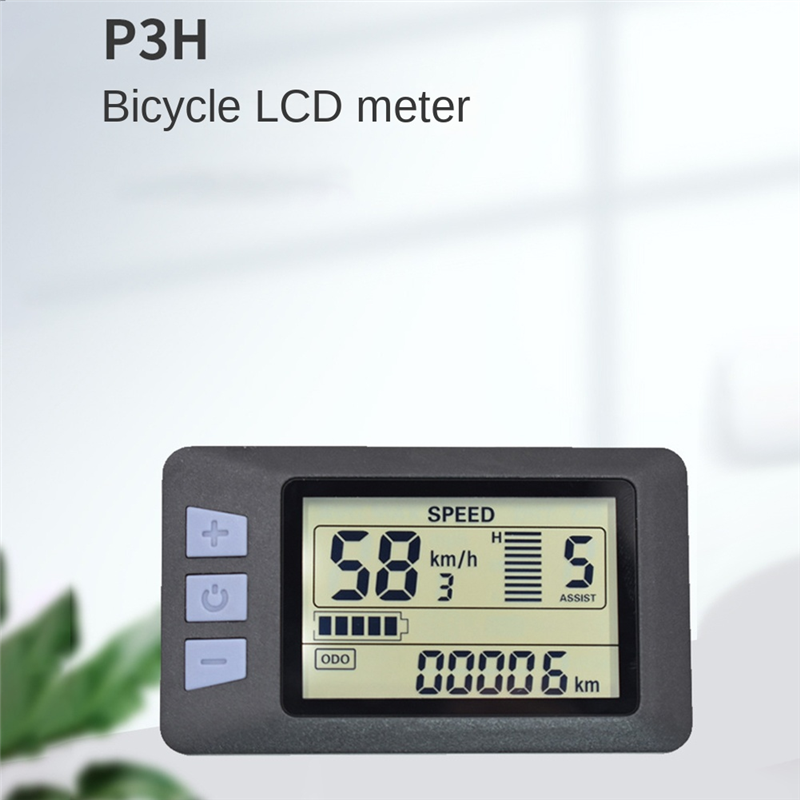 Tablero del medidor de pantalla LCD P3H 24V 36V 48V 60V Panel de visualización del medidor de bicicleta eléctrica para scooter eléctrico (5PIN)