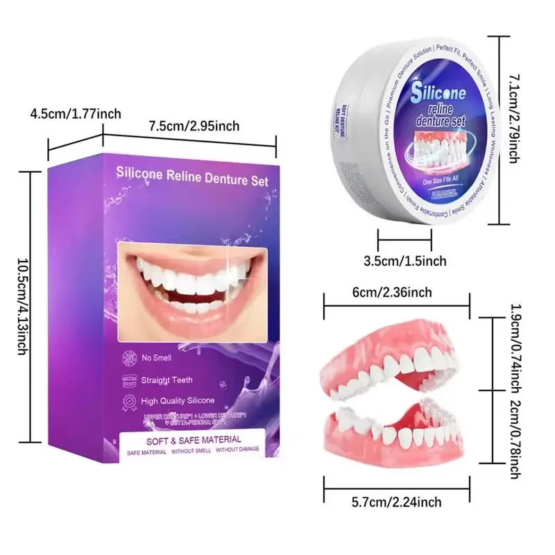 Set di protesi in silicone adatte per protesi ortodontiche temporanee Dente finto Igiene orale Cura Sbiancamento Protesi Simulazione Bretelle
