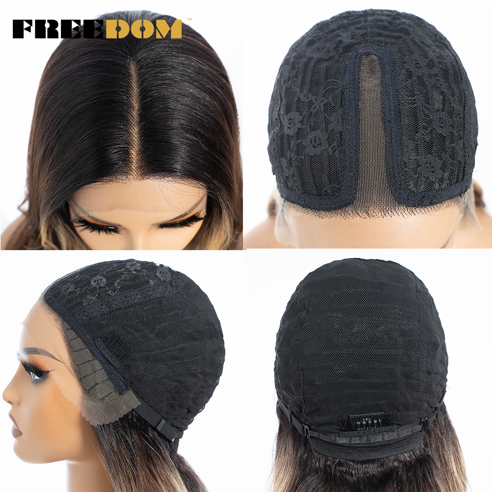 自由合成レースフロントウィッグロング波状 30 "ボディ波状中間部レースウィッグ女性のためのオンブルブロンド赤青茶色コスプレウィッグ