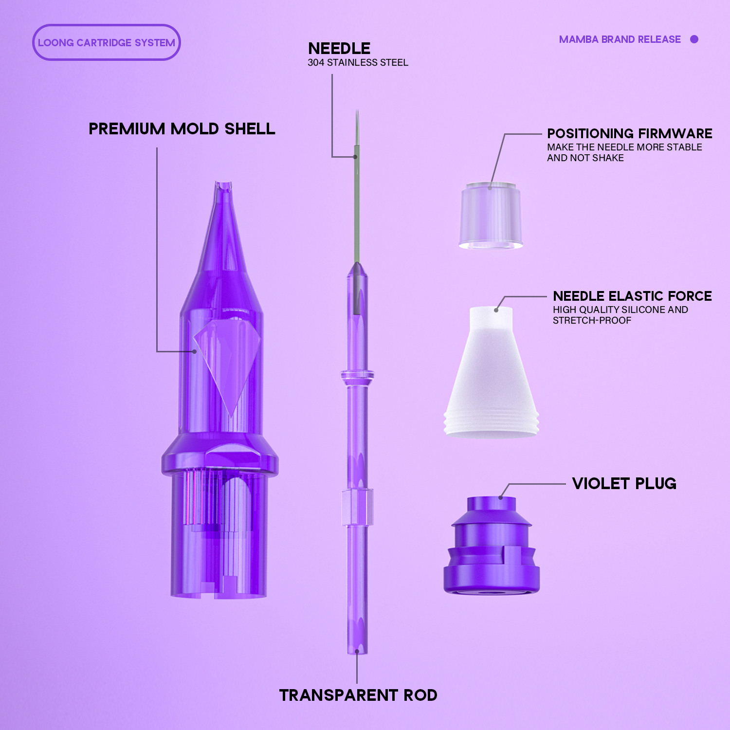 MAMBA LOONG 10 Uds cartuchos de agujas de tatuaje redondo Linder 0,30 MM/0,35 MM membrana esterilizada desechable agujas de tatuaje de seguridad