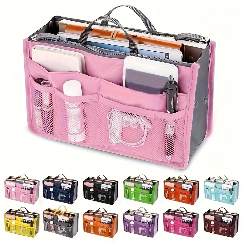 Bolsa de almacenamiento plegable multifuncional, doble cremallera, gran capacidad, arreglo de almacenamiento, artículos de tocador de maquillaje, bolsa de clasificación grande