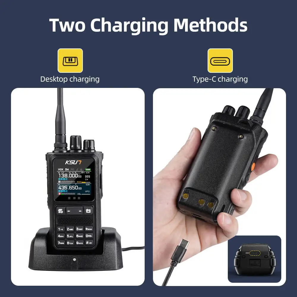 Long Range Two Way Radio Walkie Talkie 3W/5W/8W AM FM Multiband Portable Handheld Ham Radio with Desktop Charger Flashlight