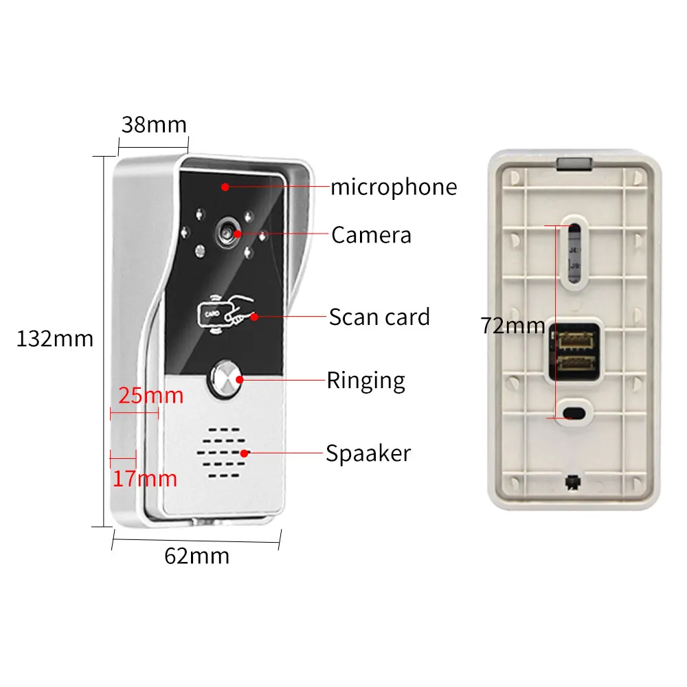 Sistema de intercomunicação de vídeo com fio colorido, 7 polegadas, câmera visual, campainha, kits de telefone para casa, ip, vila, apartamento m72t