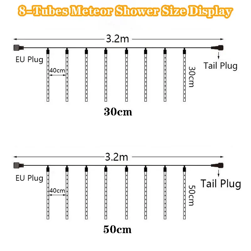 EU Stecker LED Meteorschauer Regen Lichter Fallende Regentropfen Fee Lichterkette für Urlaub Party Terrasse Weihnachten Dekor Navidad 2025