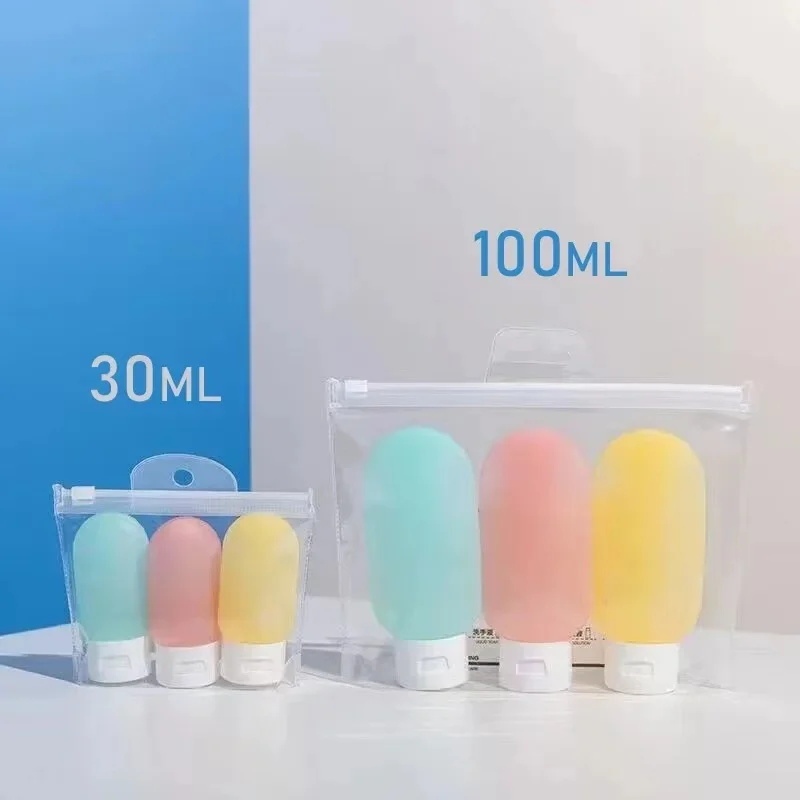 Botella recargable portátil de 30/60/100ml, Mini tubo para apretar, botella vacía, contenedor de loción y crema suave, champú de viaje, 3 uds.