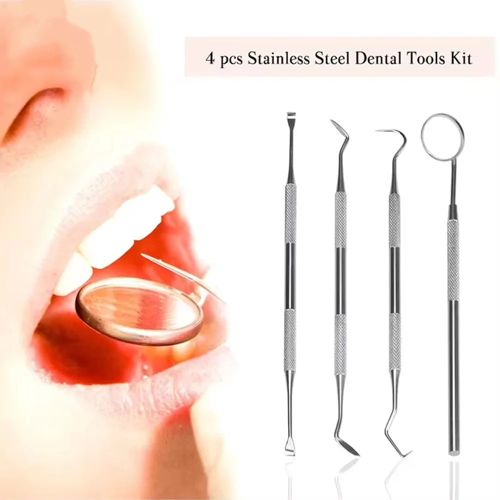 4 pz Specchio Dentale Falce Tartaro Scaler Denti Pick Spatola Attrezzature Da Laboratorio Dentista Regalo Igiene Orale Strumenti di Pulizia Dei Denti