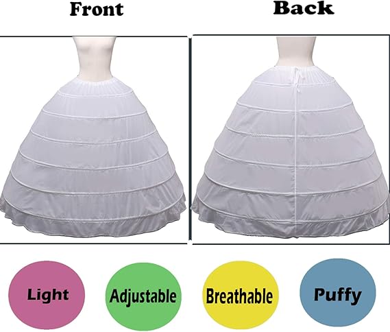 Cheap 6 Hoop Crinoline White Long Wedding Petticoat Ball Gown Dress Underskirt Skirt Half Slips Wedding Accessories