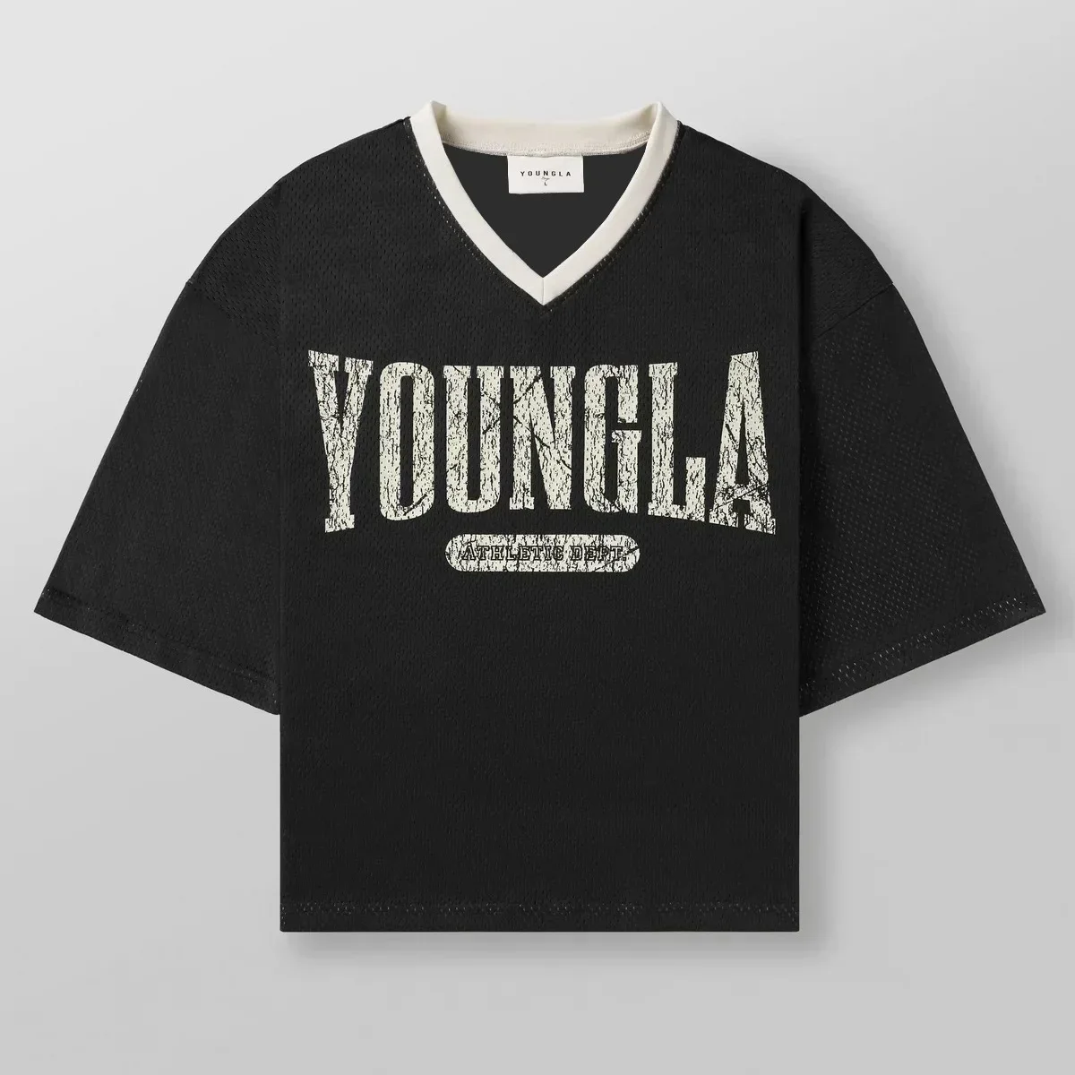 YOUNGLA アメリカのファッションブランドオーバーサイズ Tシャツメンズスポーツフィットネス速乾性通気性大型メッシュプリント Tシャツ