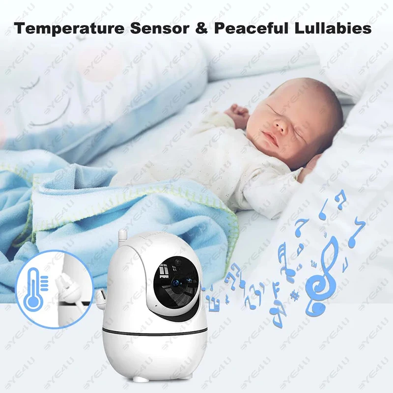 5 Polegada vídeo monitor do bebê com câmera ptz zoom babyphone cam proteção de segurança câmeras vigilância sensor temperatura canção de ninar