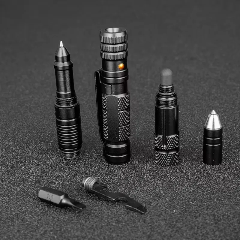 10-In-1 MULTI FUNCTION ปากกายุทธวิธีไฟฉายฉุกเฉินไขควงที่เปิดขวด Outdoor Survival Self Defense Rescue EDC เครื่องมือ