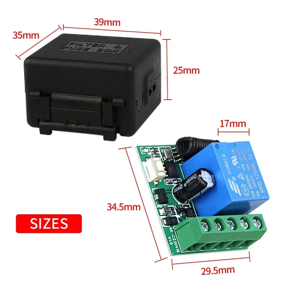 Acessórios de controle de construção de interruptor sem fio rf433mhz 12v 1ch 10a módulo receptor de relé transmissor controle remoto porta de garagem