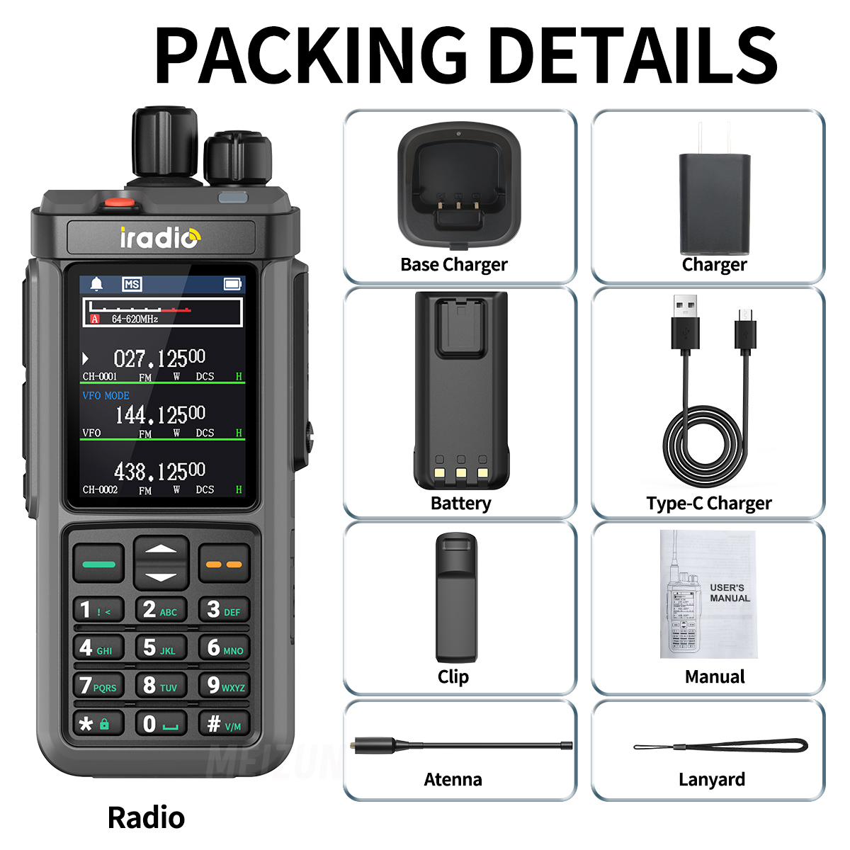 Iradio UV-98 PLUS Air Band Walkie Talkie Cross Band Repetidor 2.4 "grande scree USB LSB CW CB SW MW LW SSB HF Multi Band Ham Radio